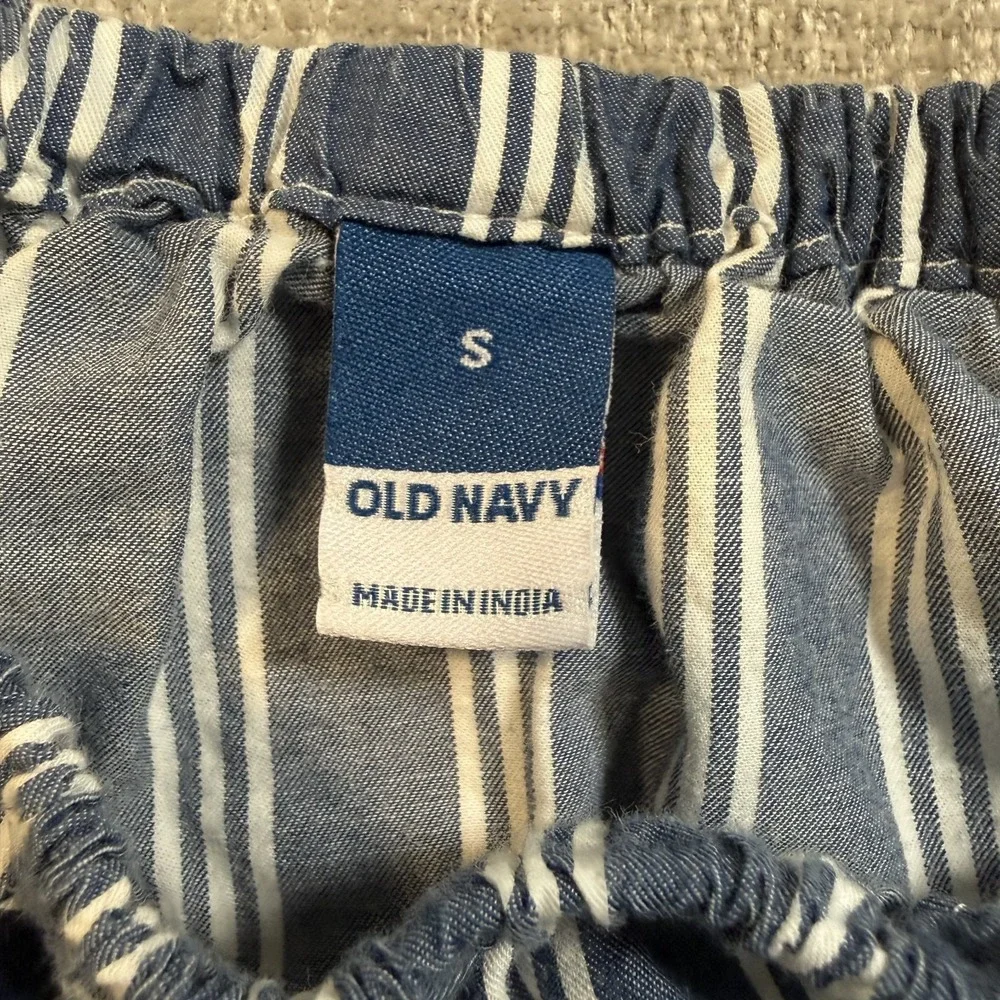 Old Navy Blue & White Striped Off the Shoulder Peplum Blouse Top S Boho Cottage